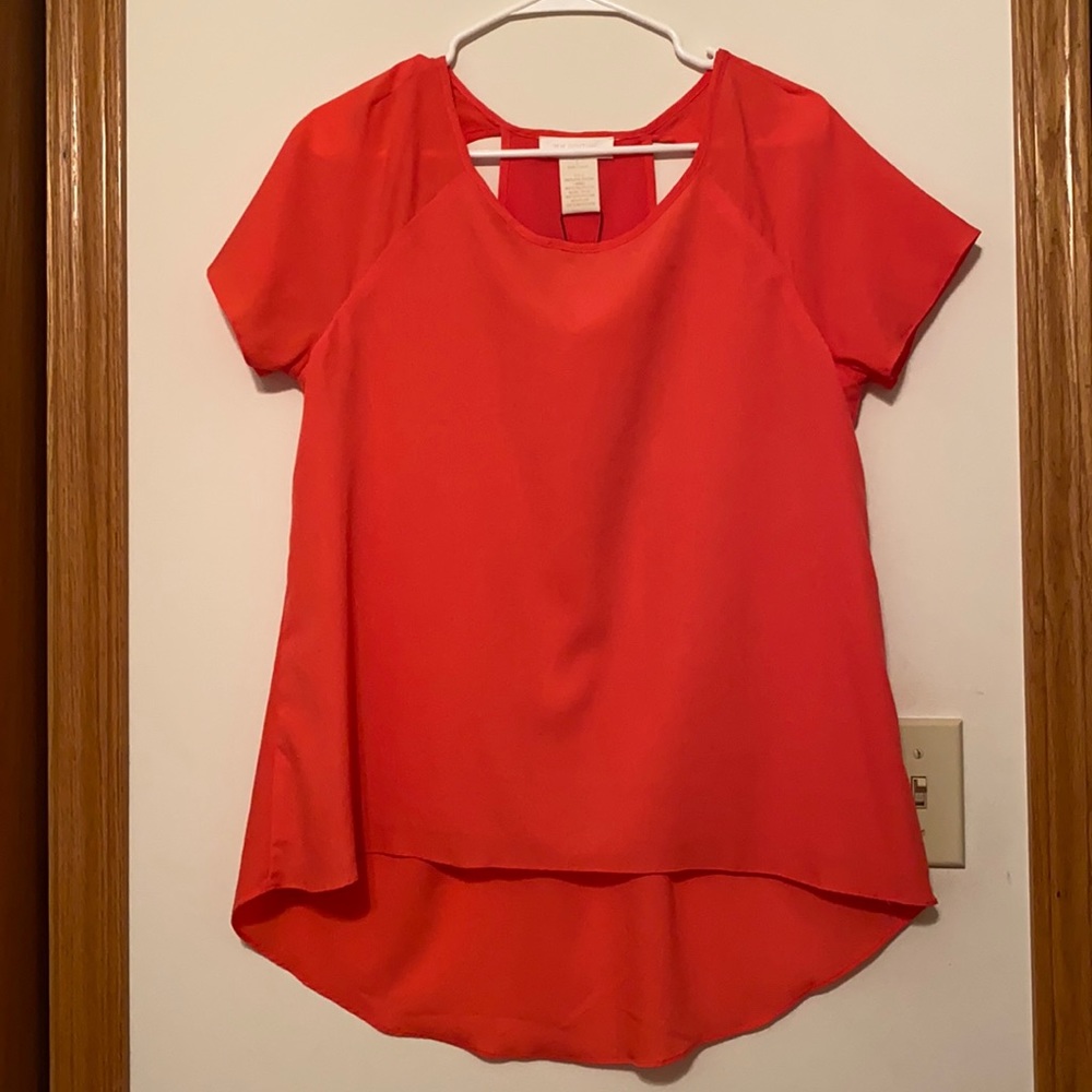 coral blouse
